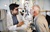 Man having eye exam to discover the extent of entropion and ectropion repair needed